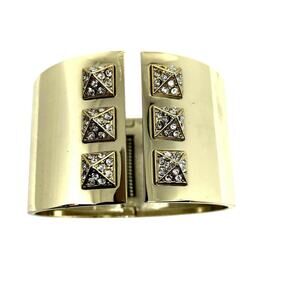 Victorias Secret Gold Tone Scandalous Hinged Cuff Rhinestone Bracelet